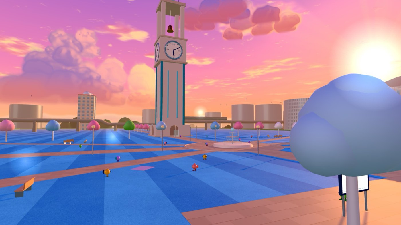 The Aero University quad and Clocktower at sunset
